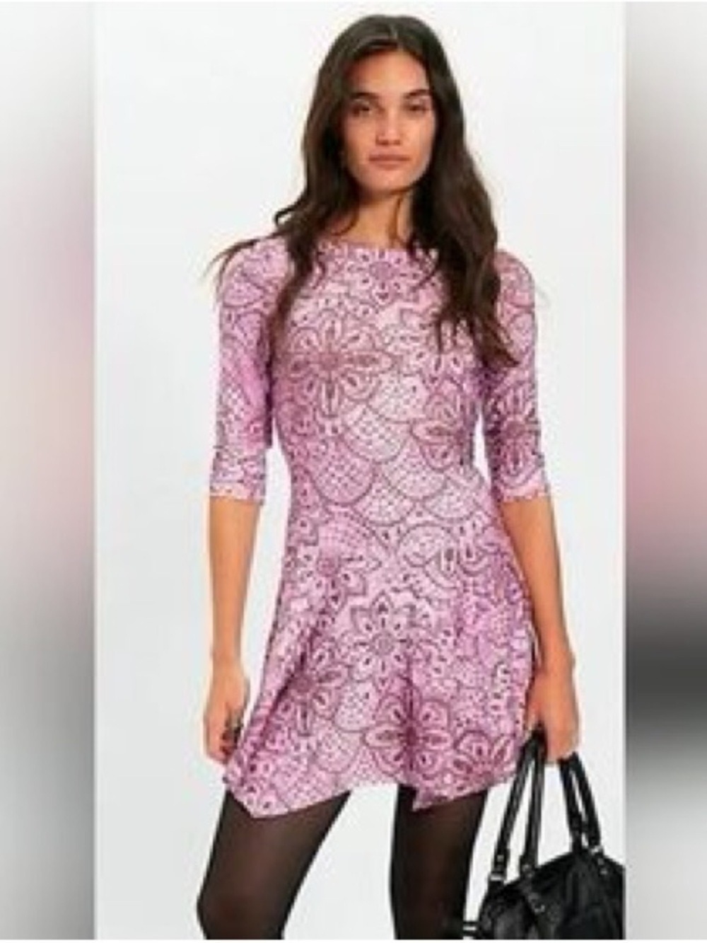 Free People Women's Mini Dress Lilac Floral Combo Medium NWT